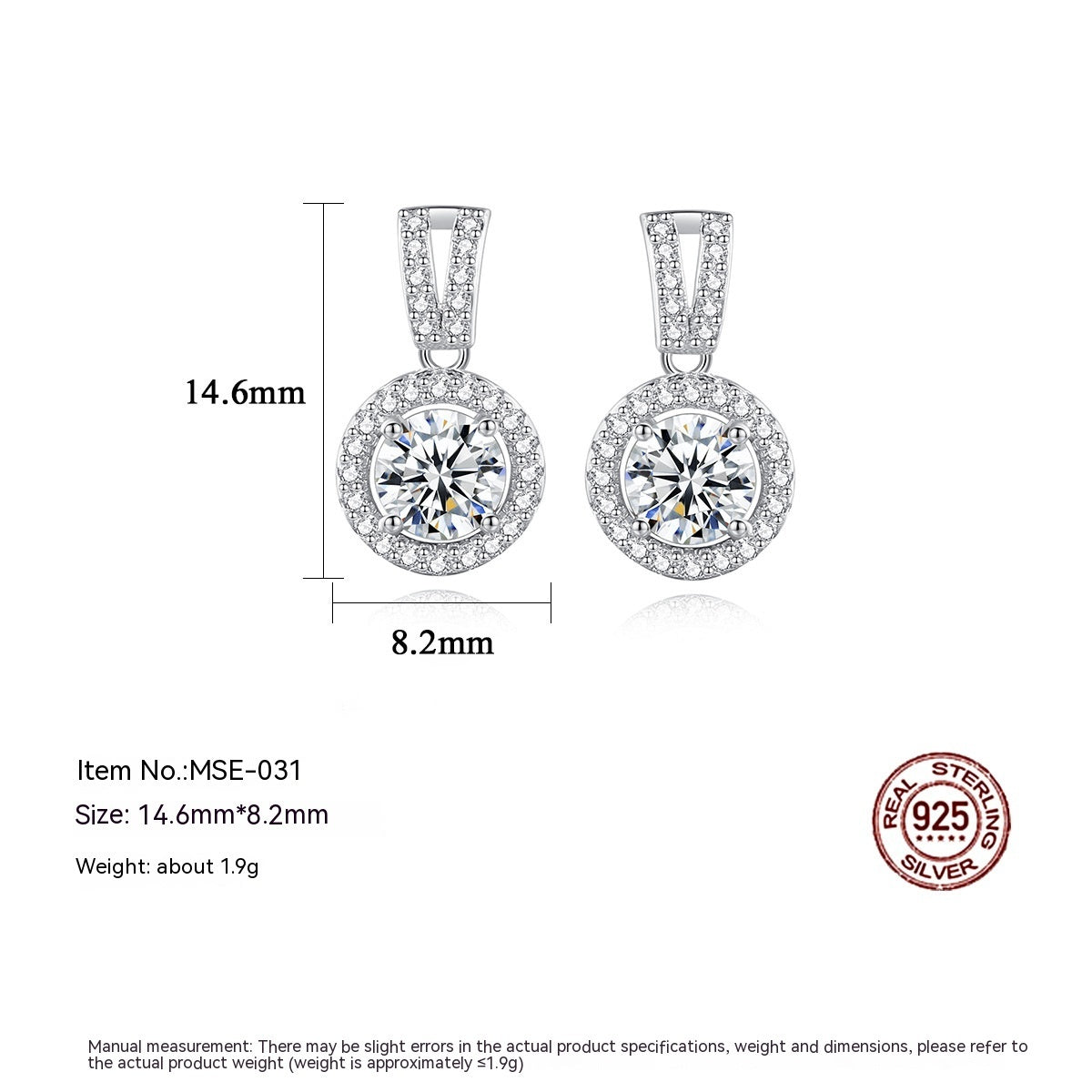 PAG &amp; MAG Moissanite S925 Silver Stud Earrings