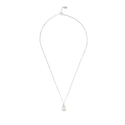 Pisa Mini Teardrop Necklace Silver Rose Quartz