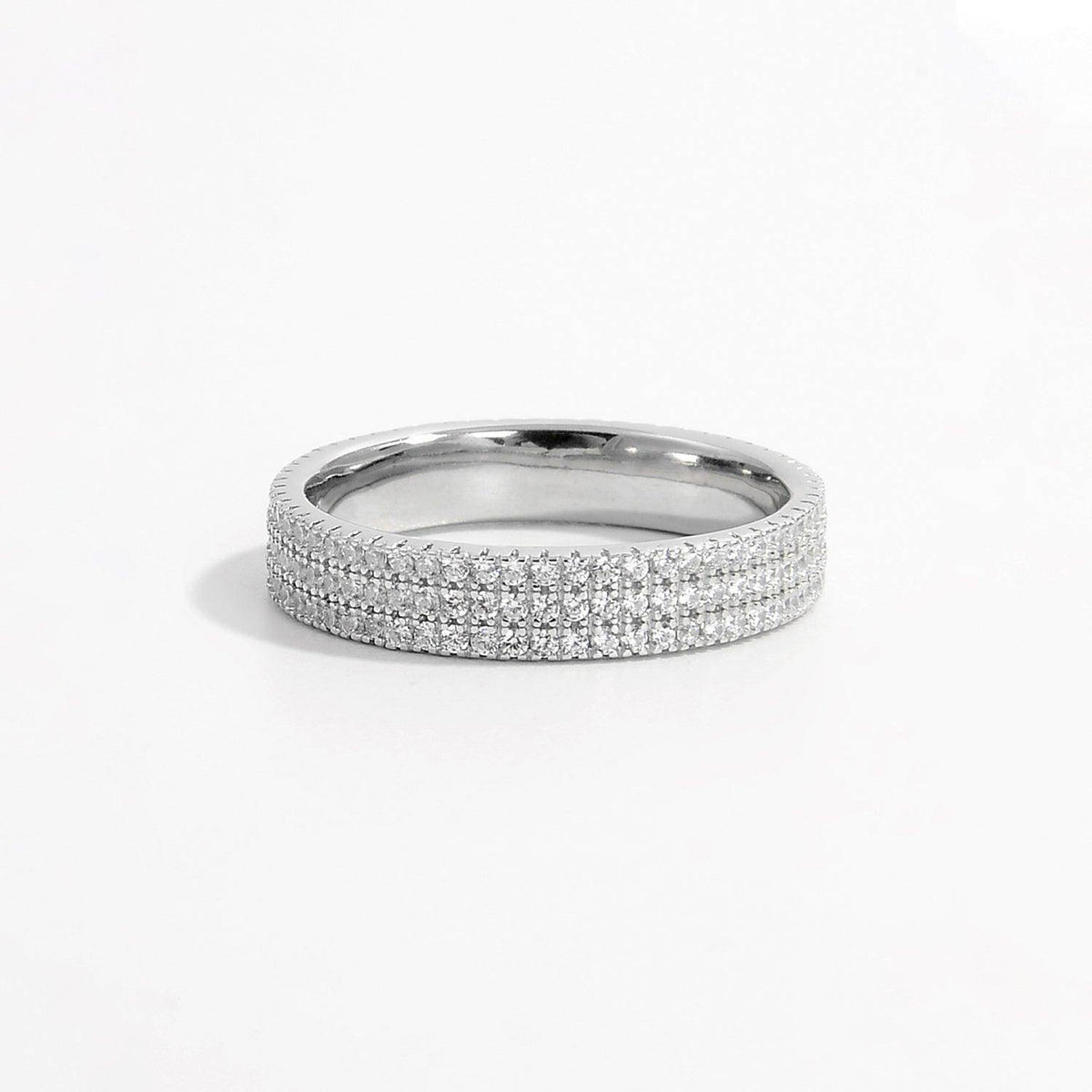 Inlaid Zircon 925 Sterling Silver Ring for Elegant Style