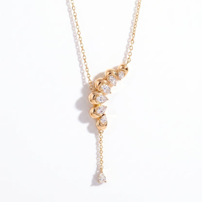 Waterdrop-shaped Diamond-studded Tassel Necklace