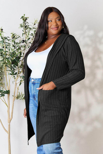 Basic Bae Full Size Hooded Sweater Cardigan for Women