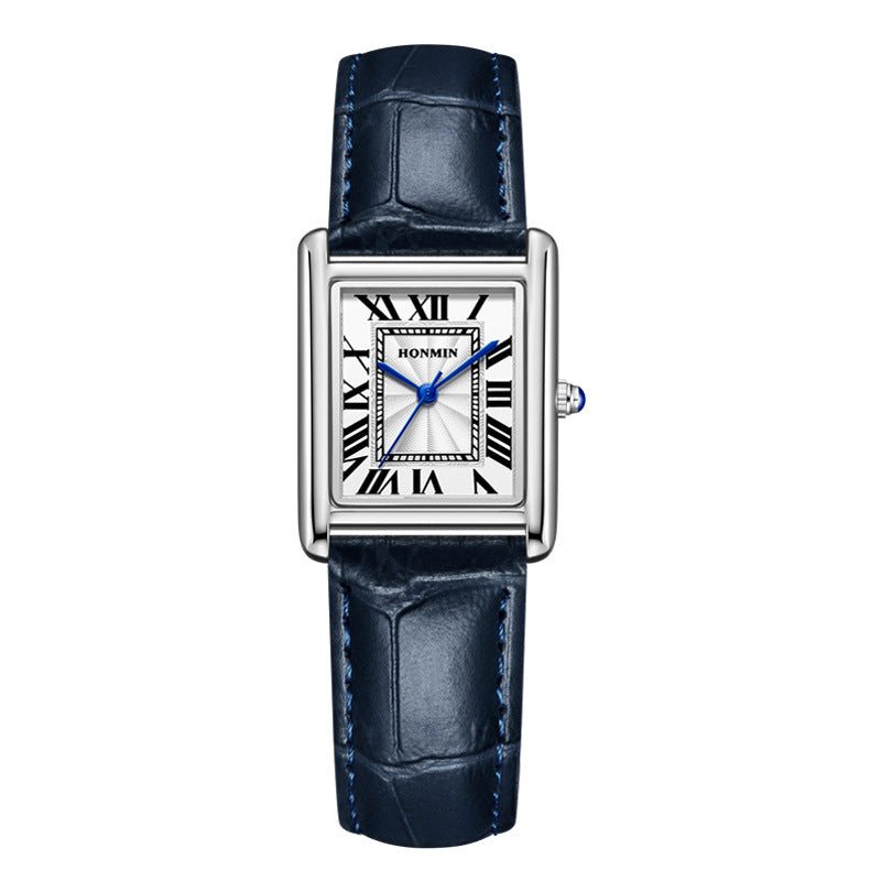 Couple Leather Watch Strap Simple Square Student&