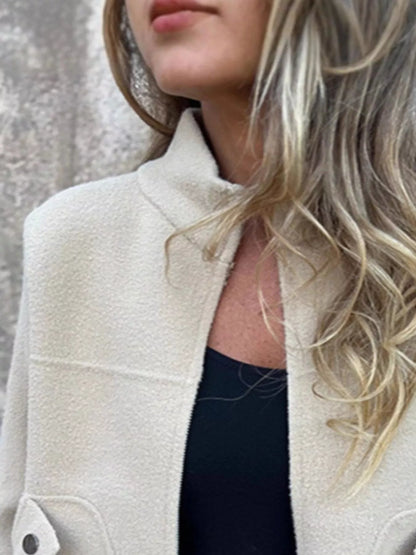 Full Size Zip-Up Long Sleeve Outerwear Plus Size