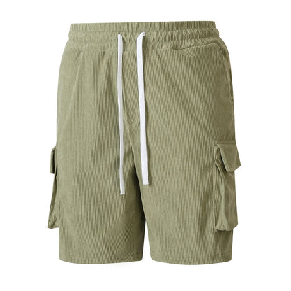 Corduroy Utility Shorts With An Elastic Waist And Drawstring