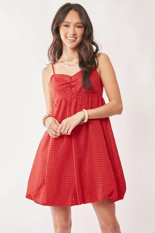 Davi &amp; Dani Textured Sweetheart Neckline Bubble Hem Dress