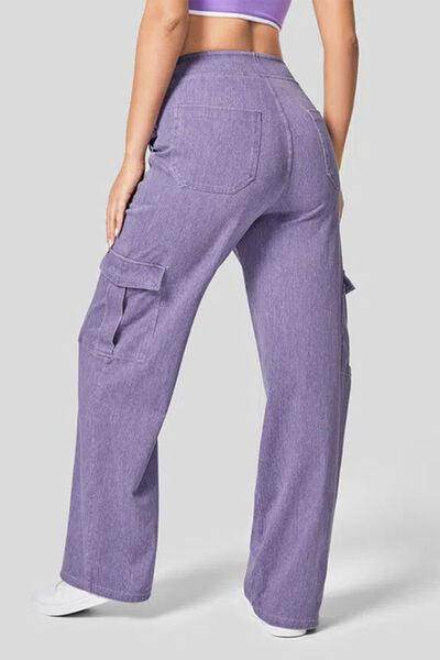 High Waist Straight Leg Cargo Jeans for Modern Style