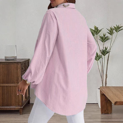 Striped Casual Loose-fitting Long-sleeve Lapel Shirt