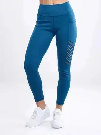 High-Waisted Pilates Leggings with Side Pockets &amp; Mesh Panels