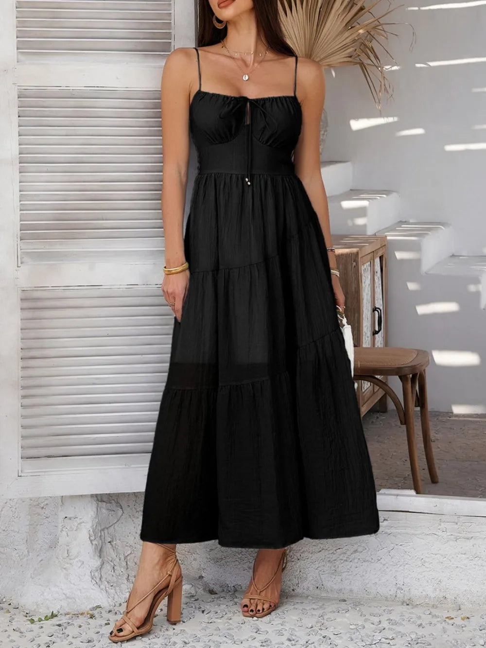 Devine Smocked Tiered Maxi Cami Dress