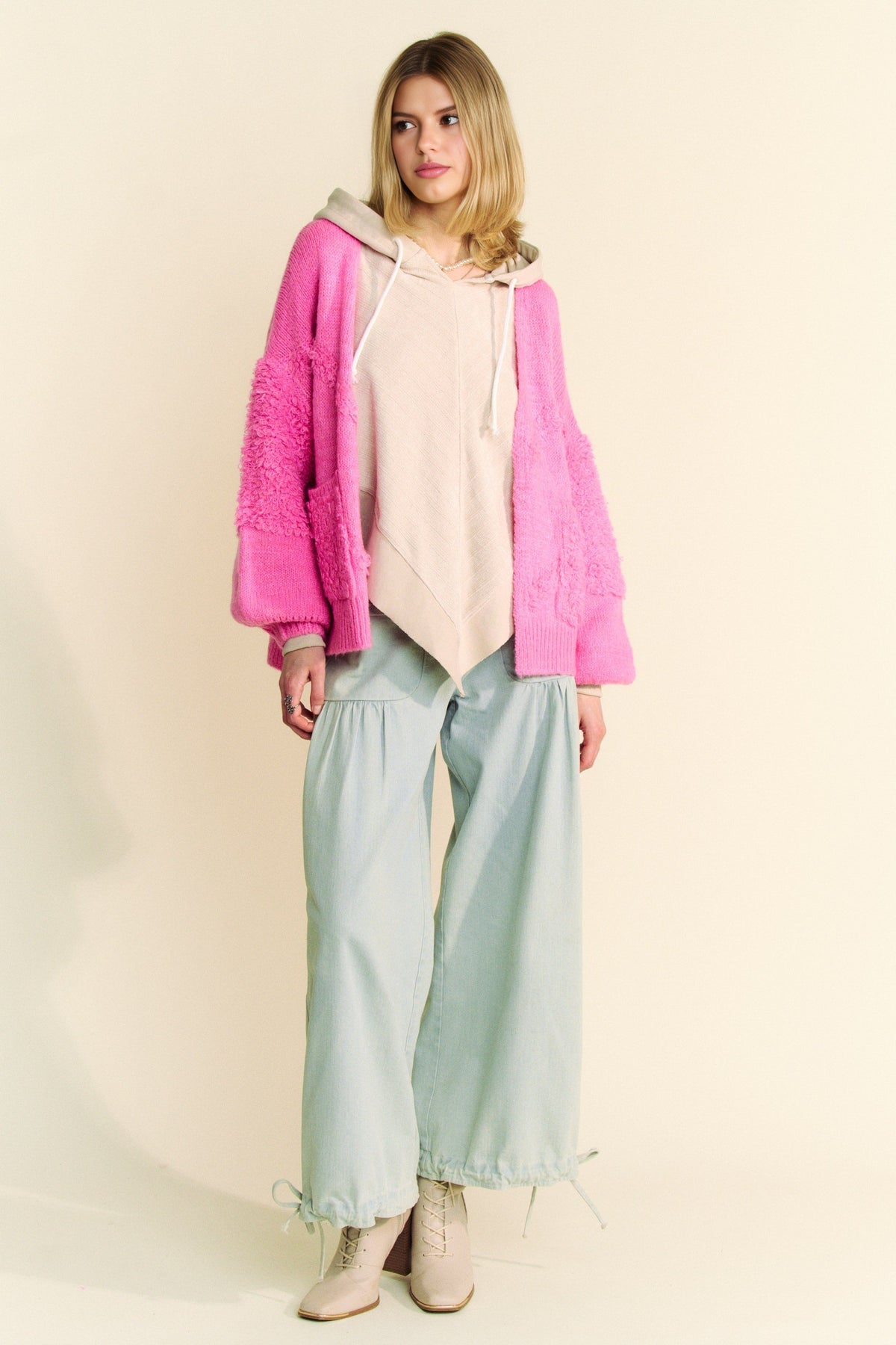 Back To School Sweater - Davi &amp; Dani Side Slit Open Front Long Sleeve Cardigan