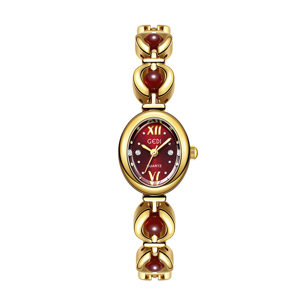 Gedi National Style Emerald Good-looking Bracelet Watch Niche High-grade Light Luxury Shell Pearls Exquisite Women&