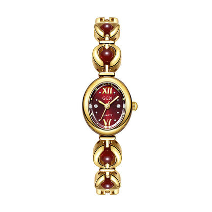 Gedi National Style Emerald Good-looking Bracelet Watch Niche High-grade Light Luxury Shell Pearls Exquisite Women&