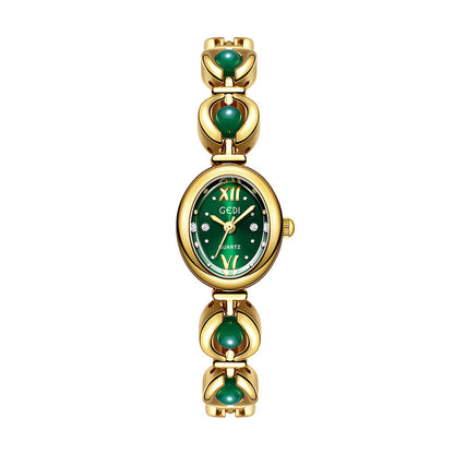 Gedi National Style Emerald Good-looking Bracelet Watch Niche High-grade Light Luxury Shell Pearls Exquisite Women&