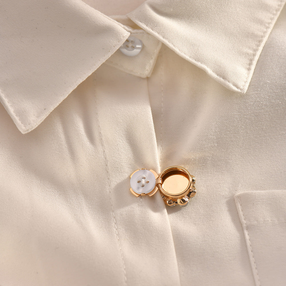 European And American Fashion Shirt Flower Rhinestone Cufflinks Lady Temperament