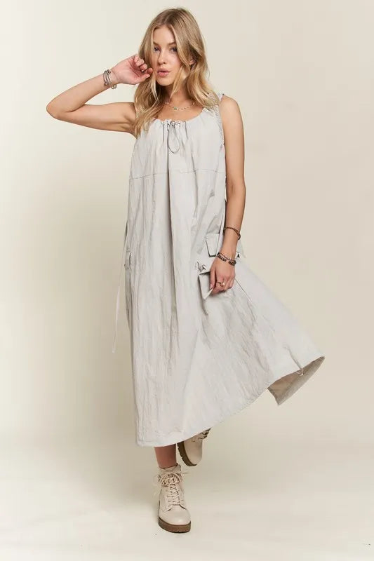 New Summer Drawstring Slit Back Cargo Dress For Women – Stylish, Practical, Modern, Trendy, Perfect for Casual Outings