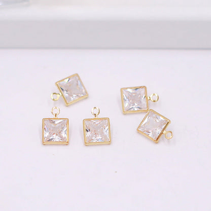 Geometric Zircon Bezel Set Pendant - Gold Plated Color Retention Charm for DIY Earring Jewelry Making Accessories