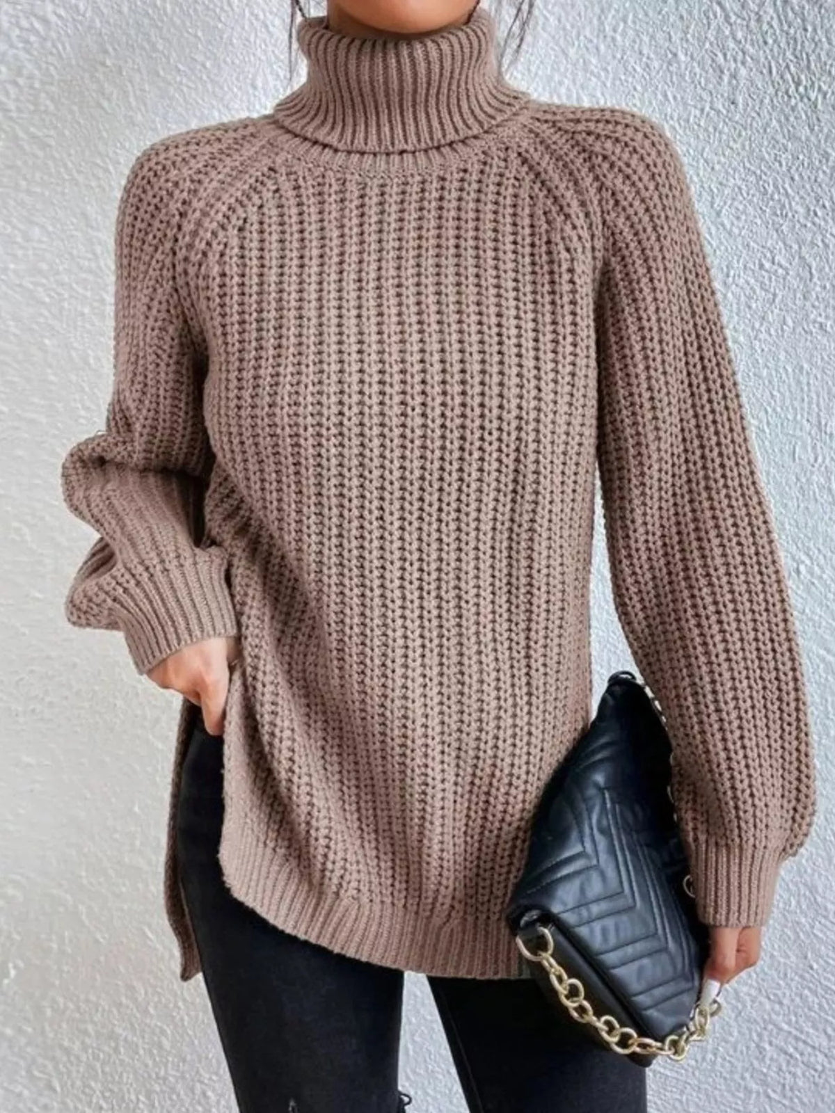 Full Size Turtleneck Long Sleeve Sweater Plus Size