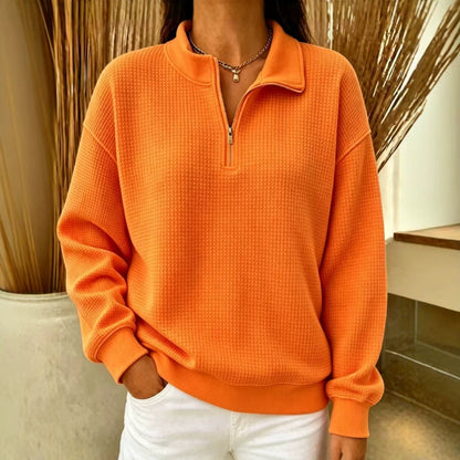 Solid Color Stand Collar Long-sleeve Zipper Stitching Women&