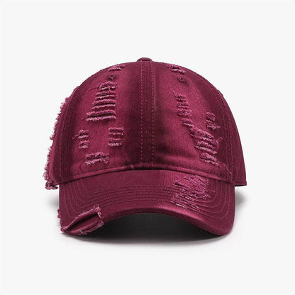 Distressed Adjustable Cotton Baseball Cap for Everyday Wear