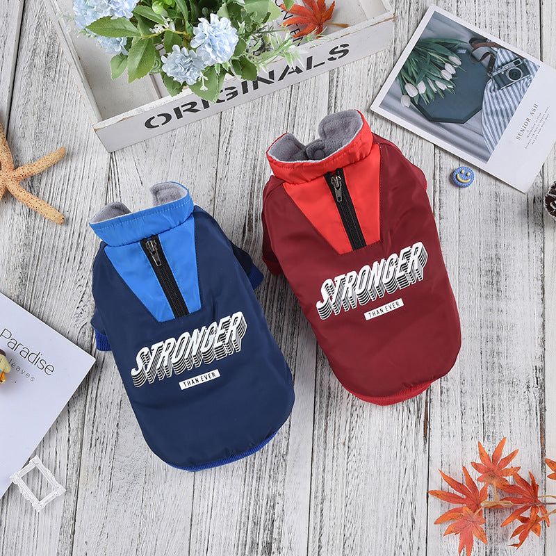 Pet Dog V-shaped Splicing Coat Thick Warm