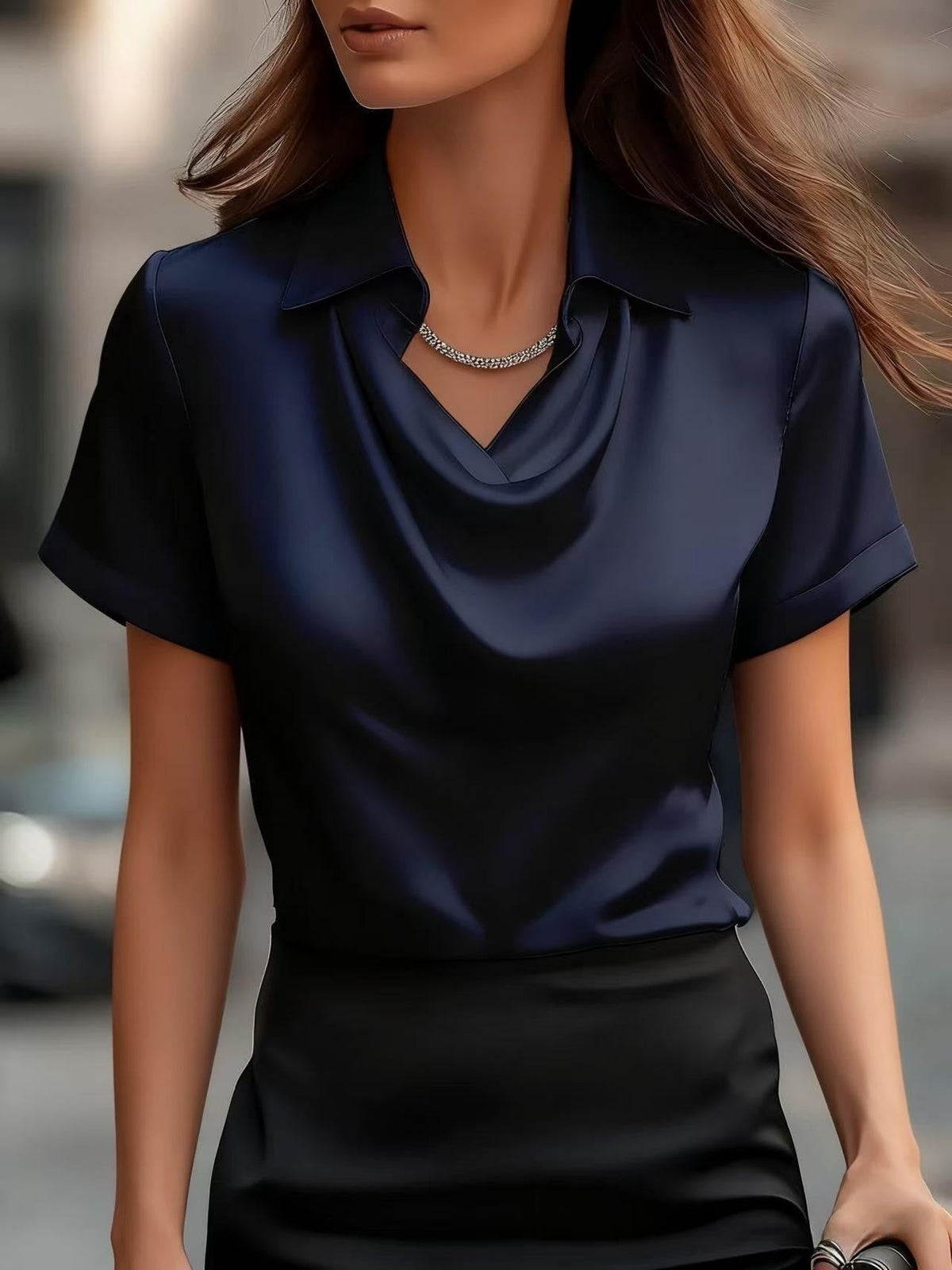 Simple Boat-neck Blouse For Women