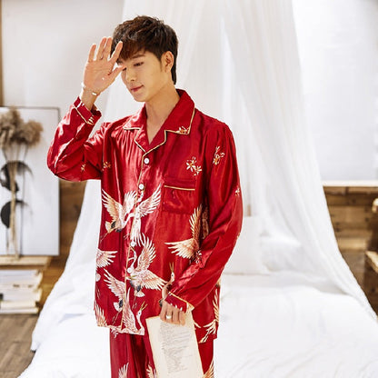 Casual Cardigan Unisex Long-sleeve Pajama Set