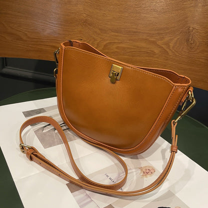 New Genuine Leather Saddle Bag, Versatile Commuter Women&