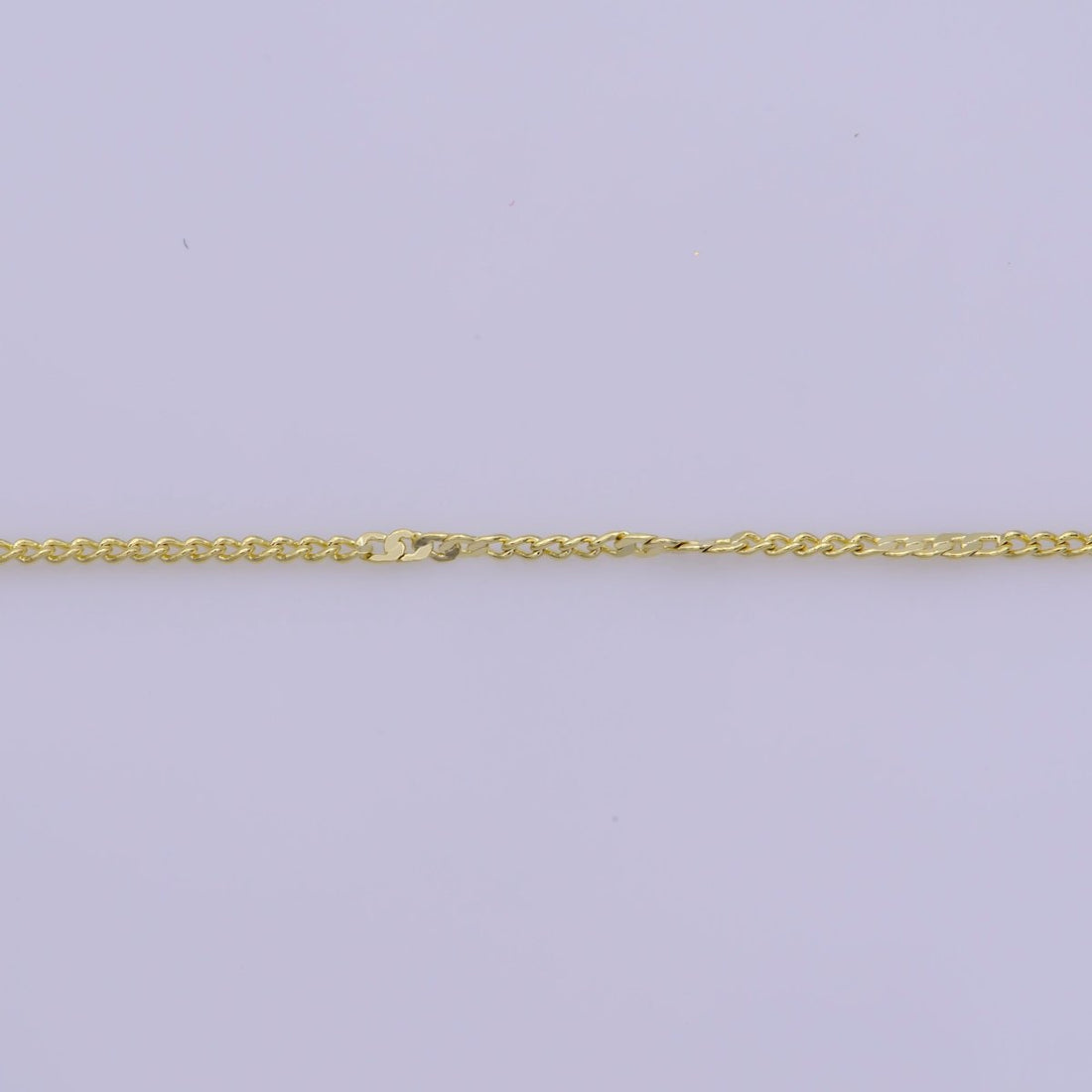 0.6mm Dainty Gold Curb Flat Link 17.5 Inch Layering Chain Necklace | WA-394 Clearance Pricing