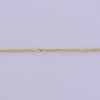 0.6mm Dainty Gold Curb Flat Link 17.5 Inch Layering Chain Necklace | WA-394 Clearance Pricing