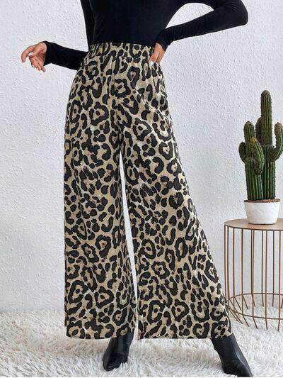 Printed Elastic Waist Wide Leg Pants for Women Fashion