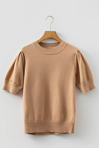 Knit Short Puff Sleeve Sweater