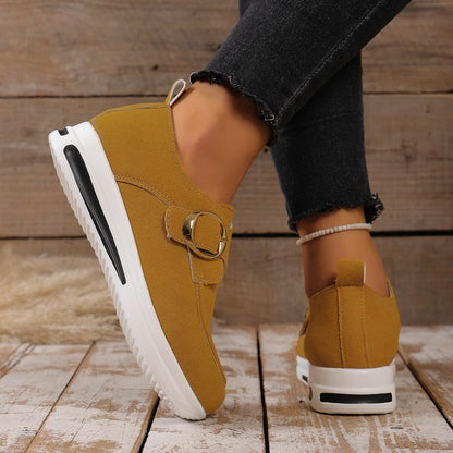 Solid-color Front-laced Casual Slip-on Womens Shoes