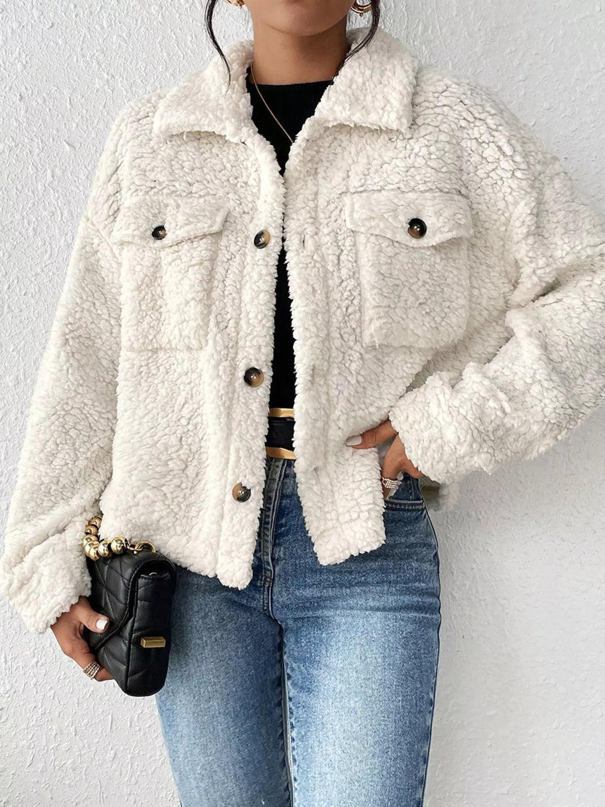 Cozy Sherpa Button-Down Jacket