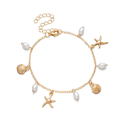 Adjustable Alloy Starfish Pendant Anklet For Women
