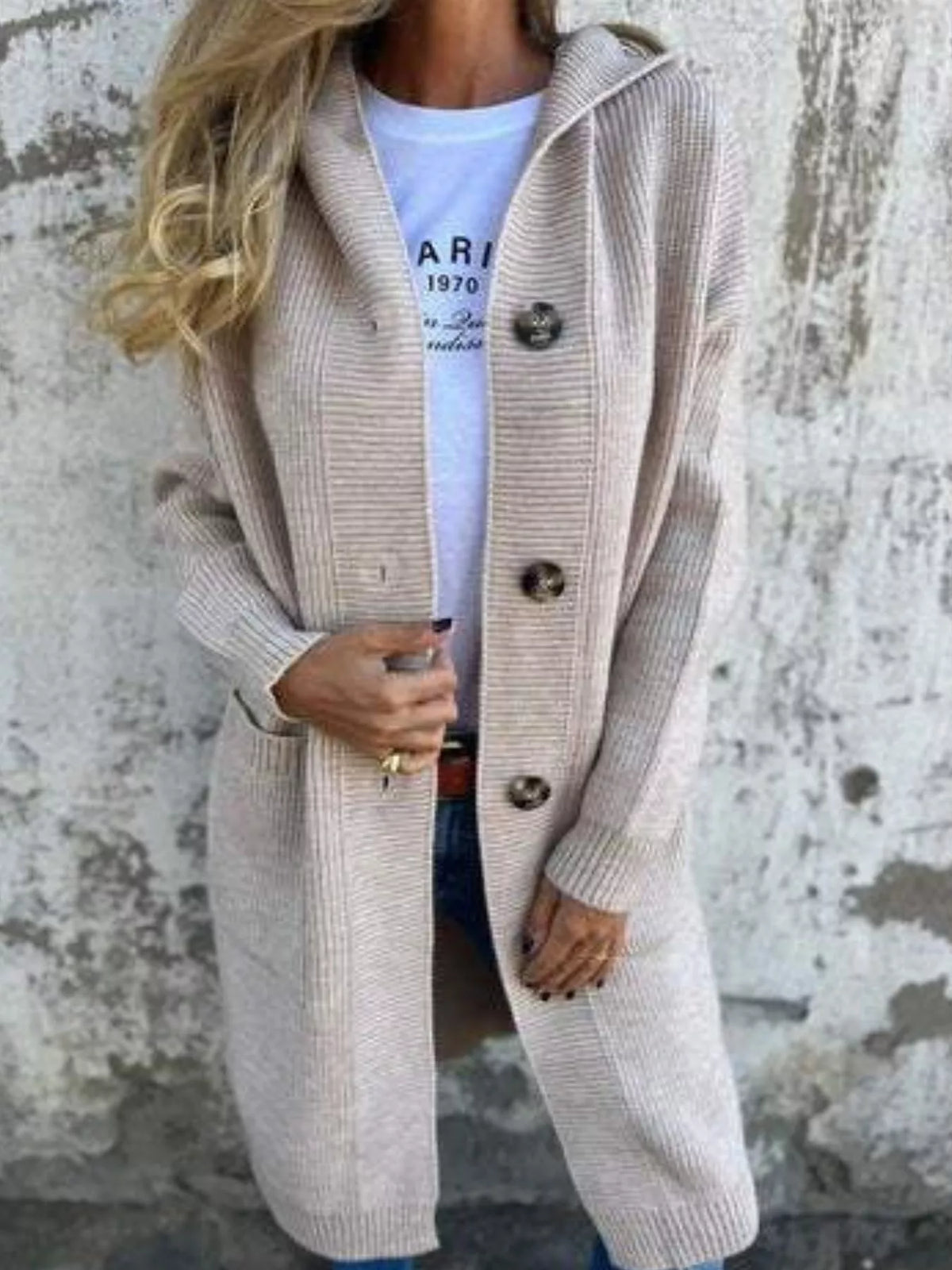Full Size Button-Down Hooded Cardigan Plus Size