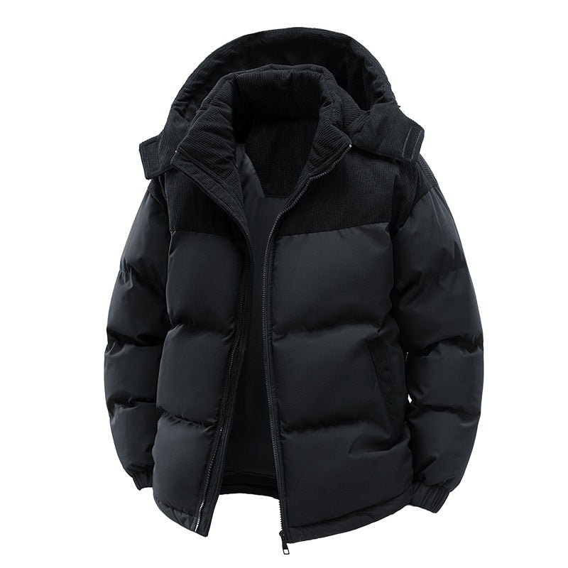 Thick Corduroy Patchwork Jacket Winter Zip-up Stand Collar Coat Casual Commuter Long-sleeved Cardigan Top Outwear Women&