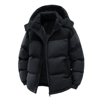 Thick Corduroy Patchwork Jacket Winter Zip-up Stand Collar Coat Casual Commuter Long-sleeved Cardigan Top Outwear Women&