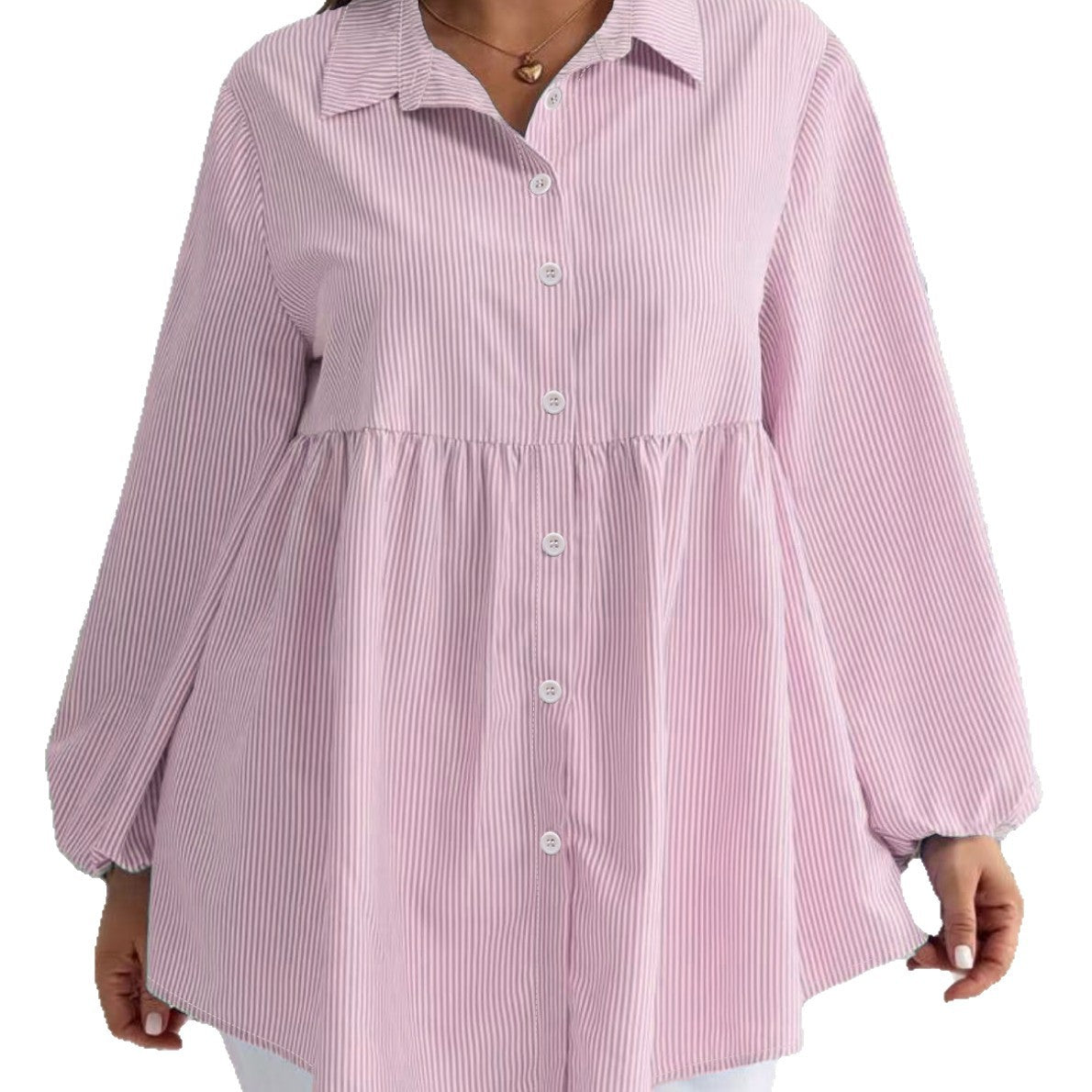 Striped Casual Loose-fitting Long-sleeve Lapel Shirt