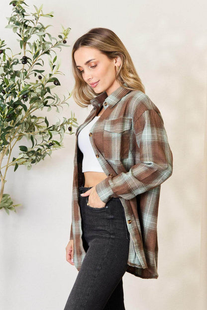 Mandy Plaid Dropped Shoulder Shirt for Effortless Style