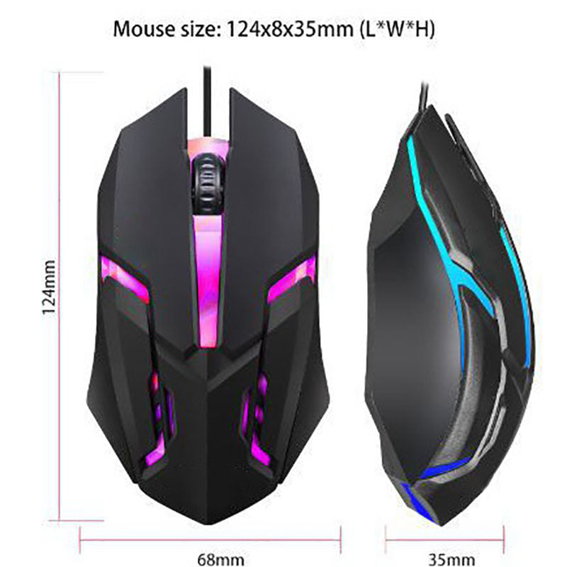 Wired Mouse Computer E-sports Colorful Breathing Light Luminous USB Office Gaming