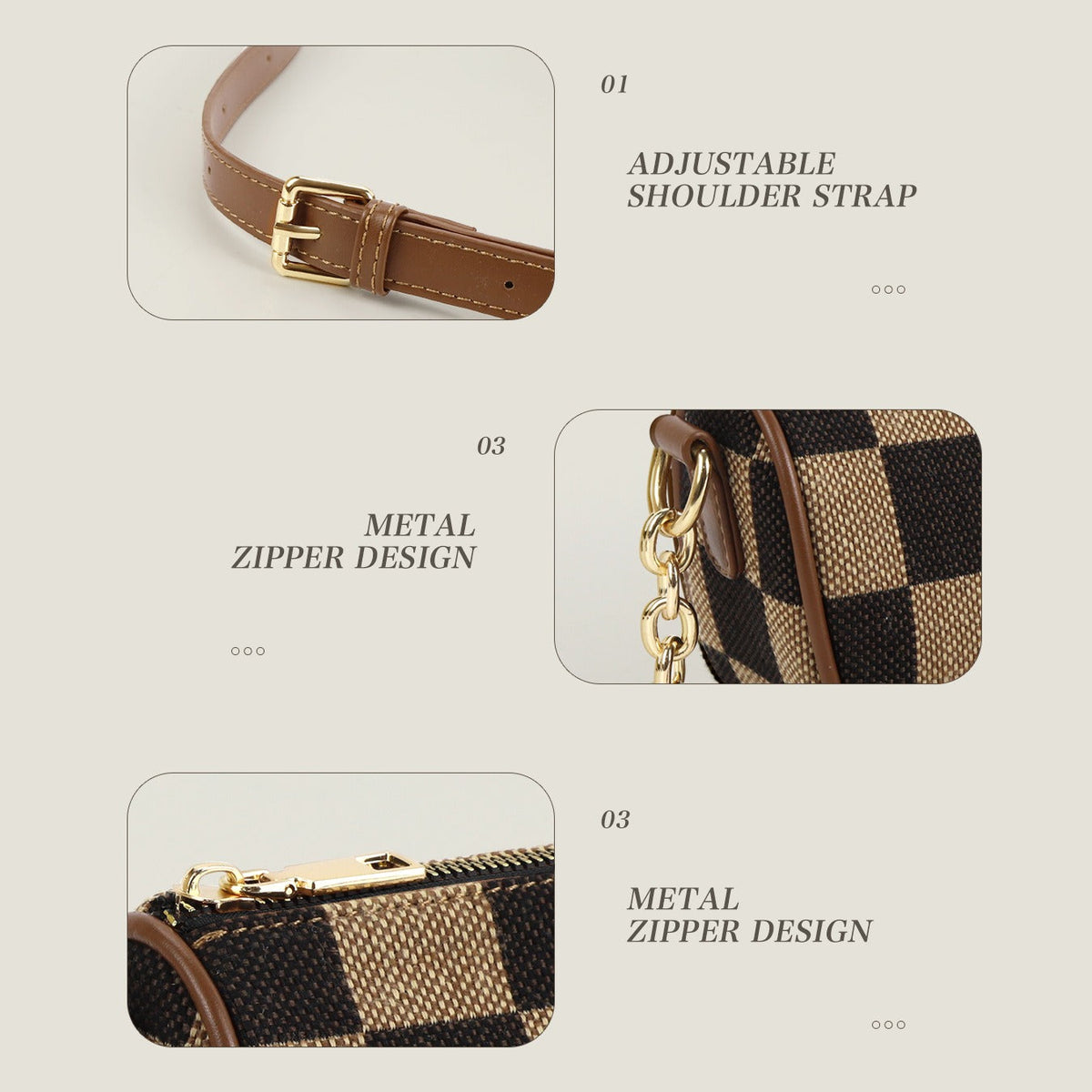 Small Crossbody Bag – Versatile Commute with Checkerboard Canvas, Compact Earphone Bag, Stylish 2-in-1 Chest Bag &amp; Fanny Pack for Everyday Use