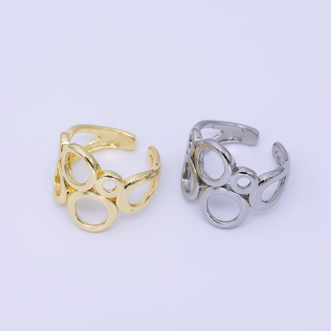 24K Gold Filled Geometric Open Circle Round Ring in Gold &amp; Silver | O1642 O1641