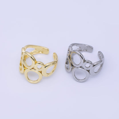 24K Gold Filled Geometric Open Circle Round Ring in Gold &amp; Silver | O1642 O1641