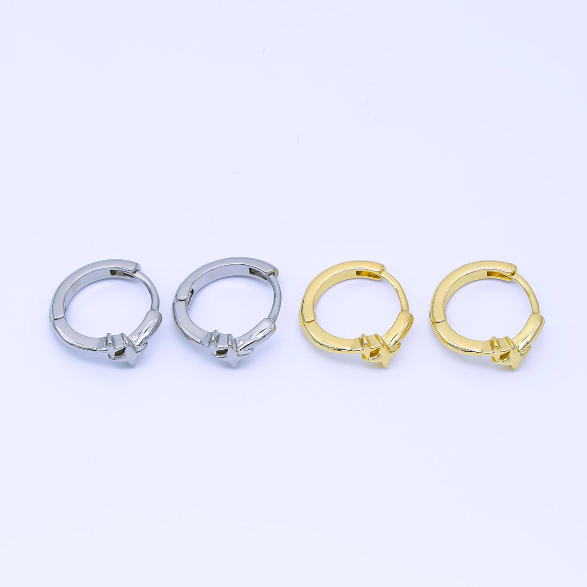 24K Gold Filled 13mm Celestial Star Huggie Earrings in Gold &amp; Silver | AB1660 AB1661