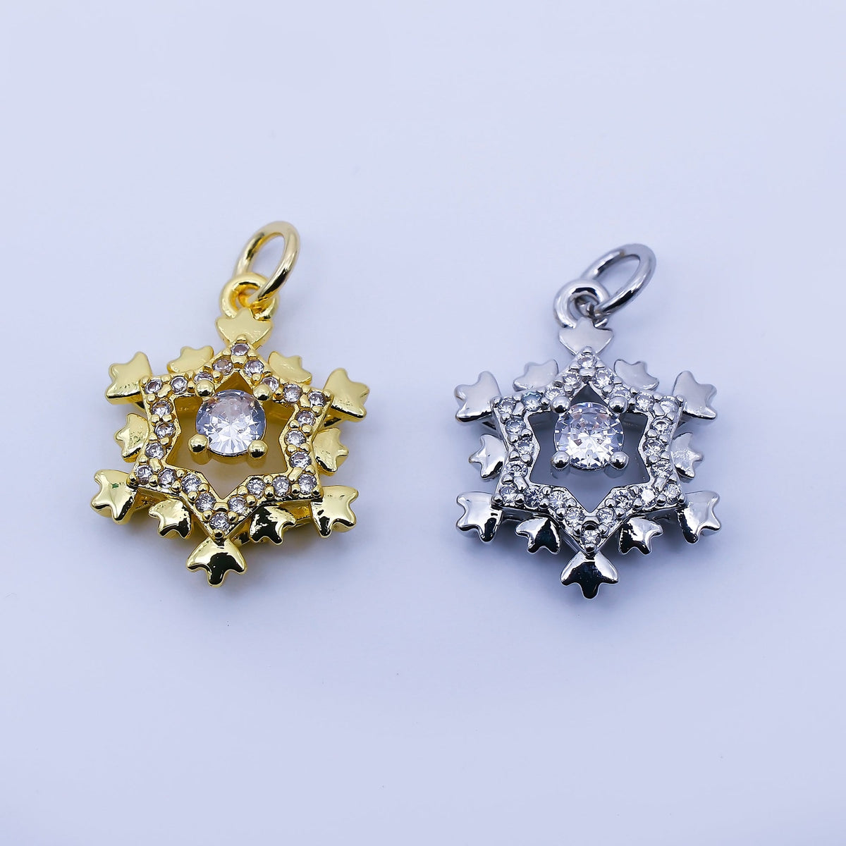 24K Gold Filled 18mm Clear CZ Celestial Star Charm in Gold &amp; Silver | C941