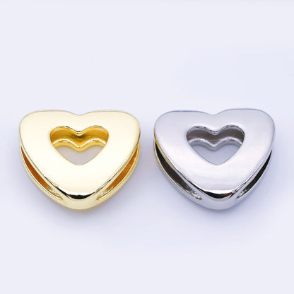 24K Gold Filled 20mm Cord Chubby Open Heart Bead in Gold &amp; Silver | B862
