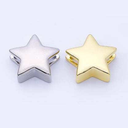 24K Gold Filled 22mm Celestial Star Minimalist Spacer Bead in Gold &amp; Silver | B860