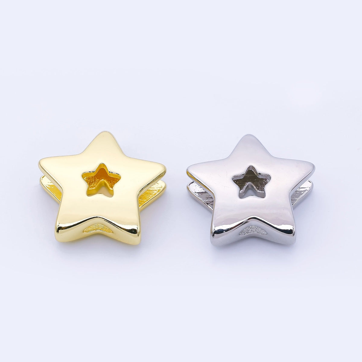 24K Gold Filled 21mm Minimalist Open Celestial Star Bead in Gold &amp; Silver | B854