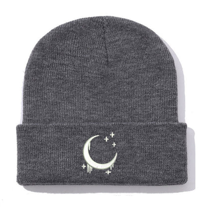 Amazon Embroidered Knitted Hat With Moon And Stars Design AutumnWinter Wool Hat