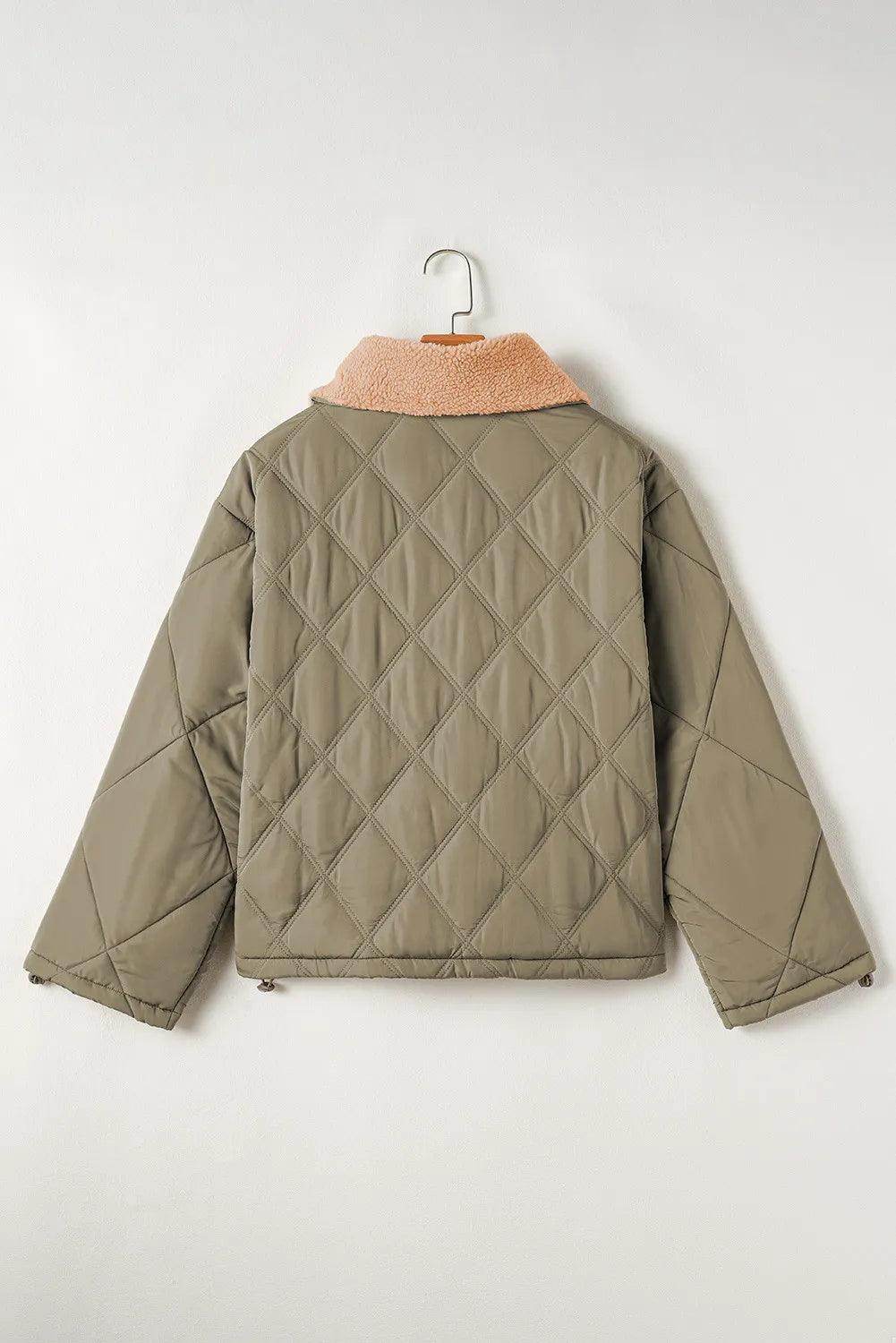 Drawstring Collared Neck Long Sleeve Winter Coat for Women